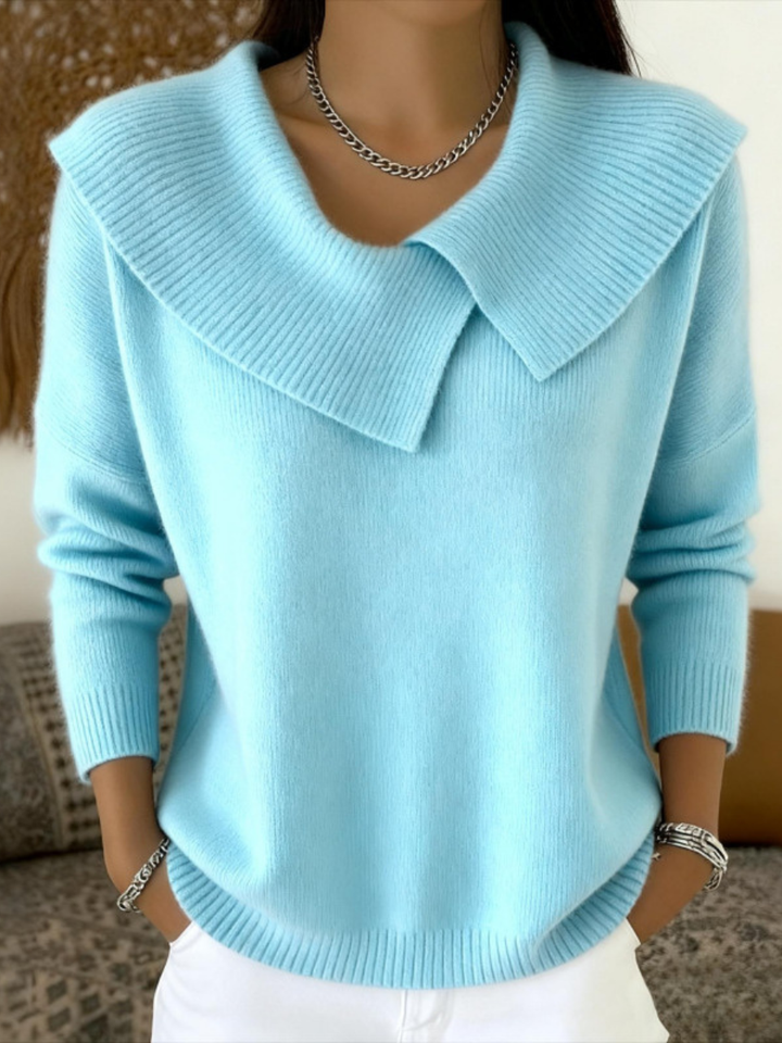 Renelde | Damen Strickpullover mit weichem Kragen - Red - Image 4