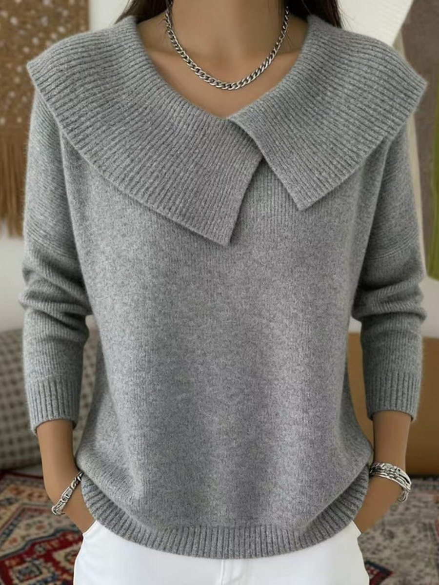 Renelde | Damen Strickpullover mit weichem Kragen - Red - Image 6