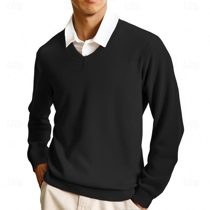 Rolvard | Herren V-Ausschnitt Strickpullover Rosa - Pink - Image 10