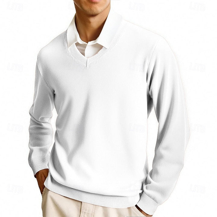 Rolvard | Herren V-Ausschnitt Strickpullover Rosa - Pink - Image 11