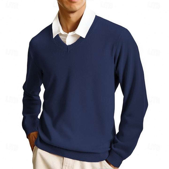 Rolvard | Herren V-Ausschnitt Strickpullover Rosa - Pink - Image 13