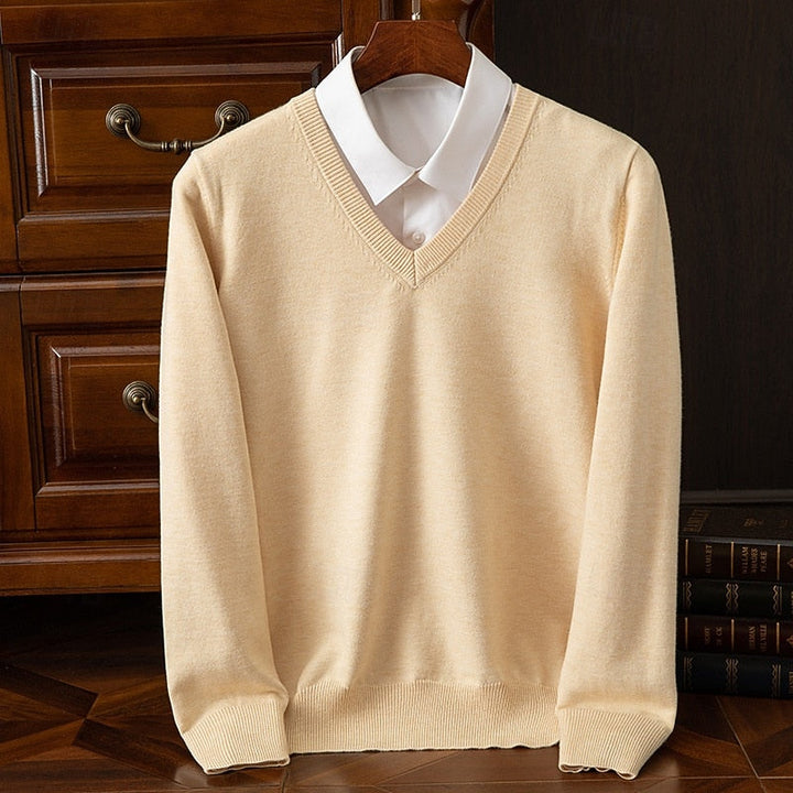 Rolvard | Herren V-Ausschnitt Strickpullover Rosa - Pink - Image 14