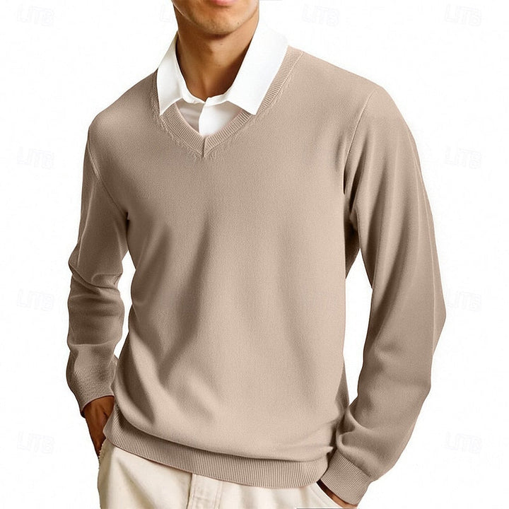 Rolvard | Herren V-Ausschnitt Strickpullover Rosa - Pink - Image 2