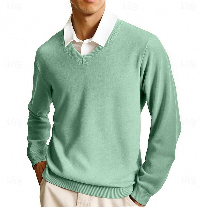 Rolvard | Herren V-Ausschnitt Strickpullover Rosa - Pink - Image 3