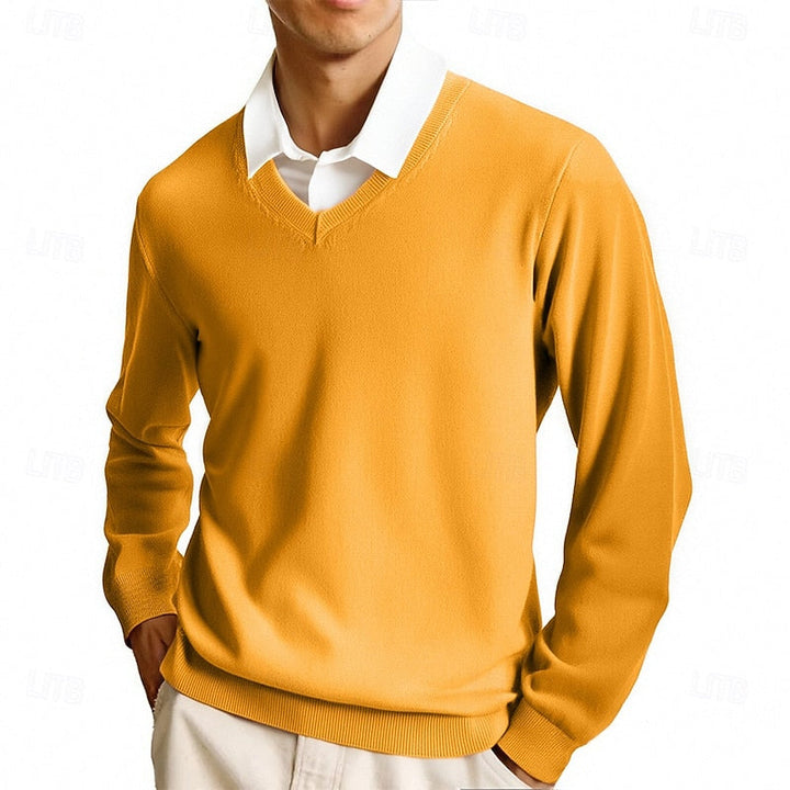 Rolvard | Herren V-Ausschnitt Strickpullover Rosa - Pink - Image 6