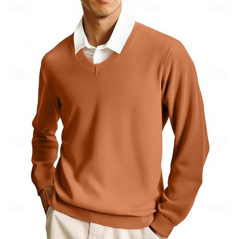 Rolvard | Herren V-Ausschnitt Strickpullover Rosa - Pink - Image 7