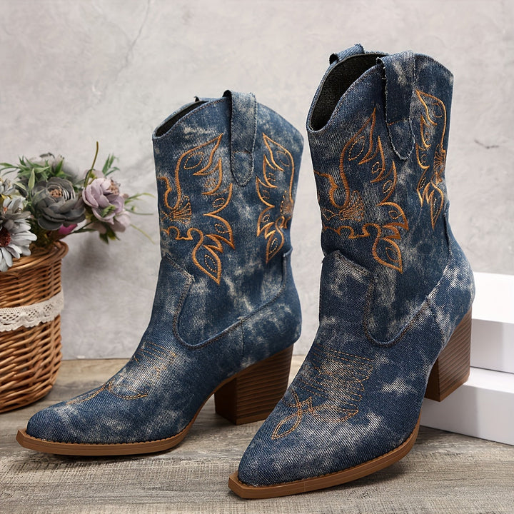 Romilda | Damen Westernstiefel mit Blockabsatz - Dark Grey - Image 12