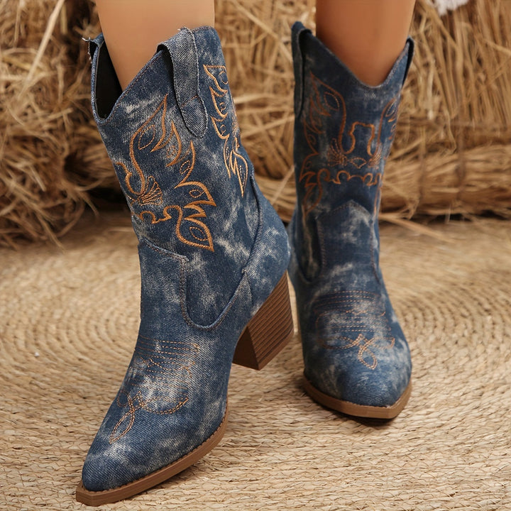Romilda | Damen Westernstiefel mit Blockabsatz - Dark Grey - Image 3