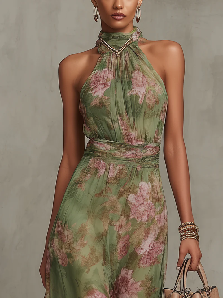 Rosabelle | Damen Neckholder Blumendruck Maxikleid - Floral - Image 3