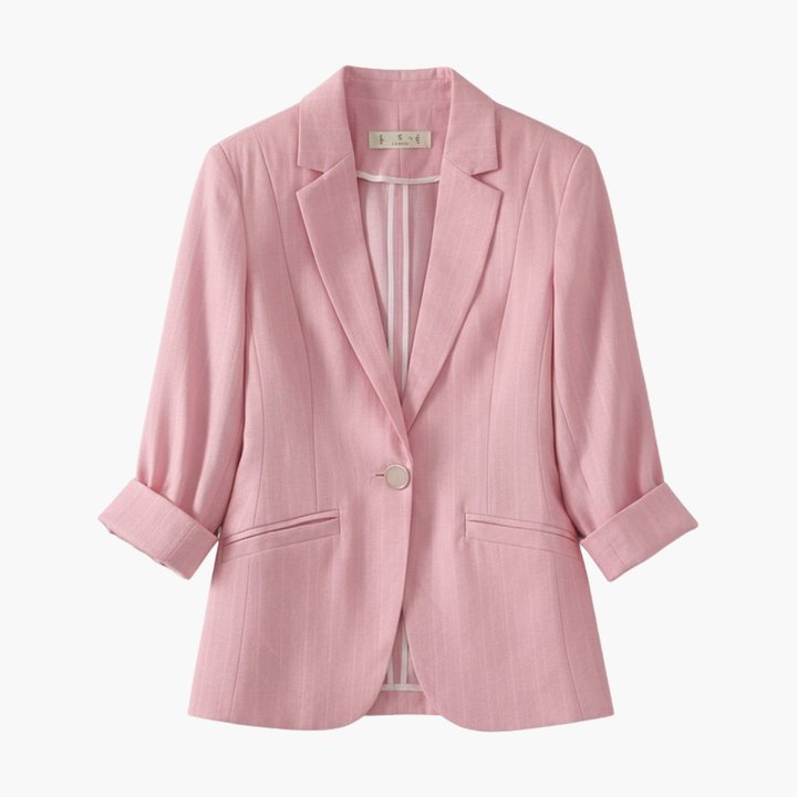 Rosalind | Damen Rosa 3/4 Arm Blazer - Pink - Image 1