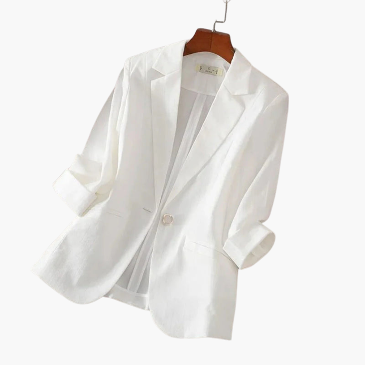 Rosalind | Damen Rosa 3/4 Arm Blazer - Pink - Image 2