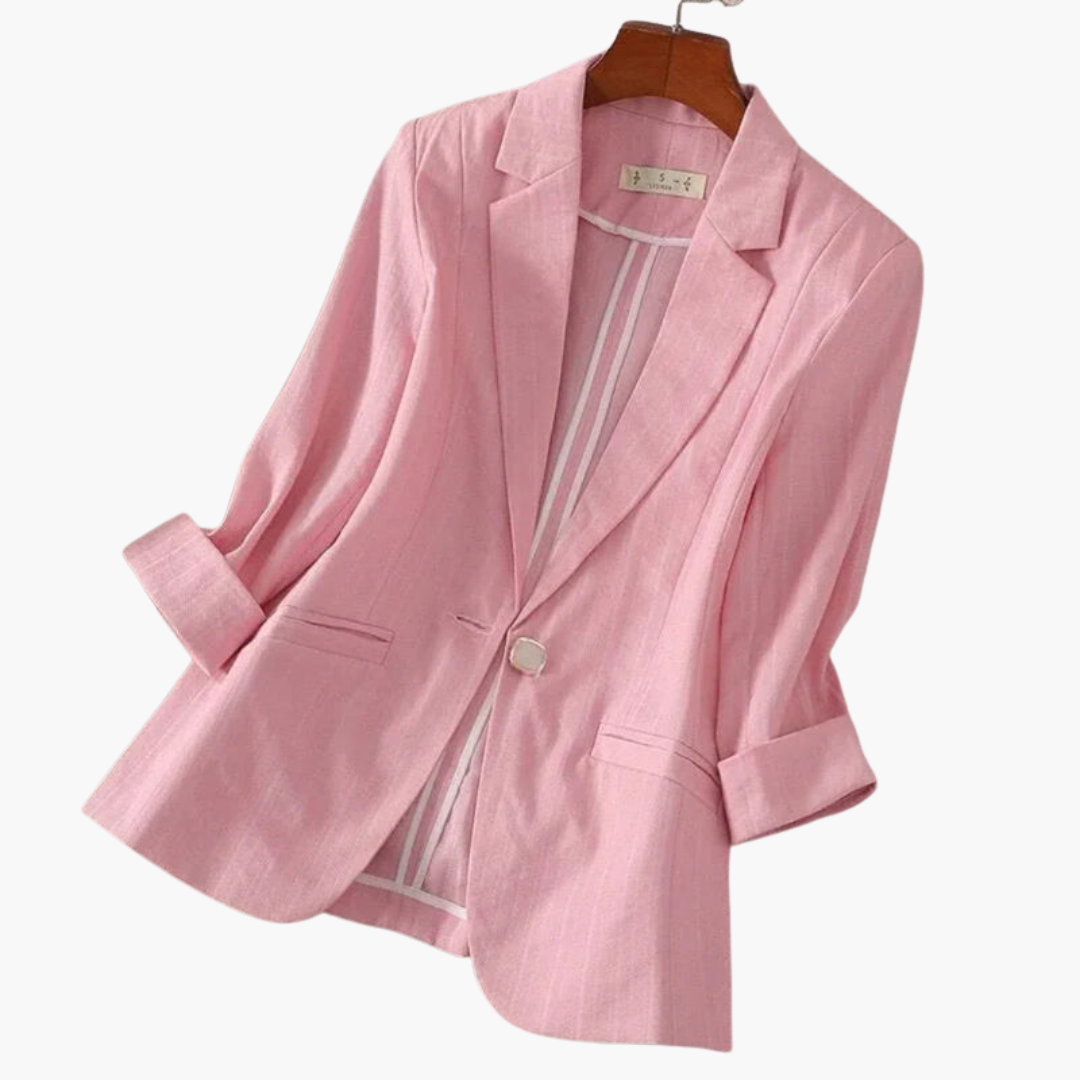 Rosalind | Damen Rosa 3/4 Arm Blazer - Pink - Image 5