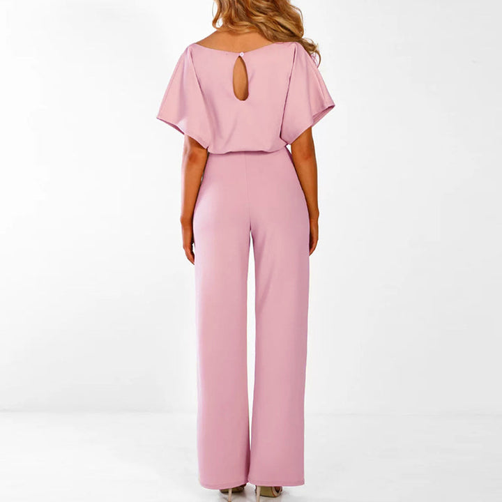 Rosalinde | Damen Jumpsuit Mit Weiten Beinen Und Gürtel - Navy - Image 2