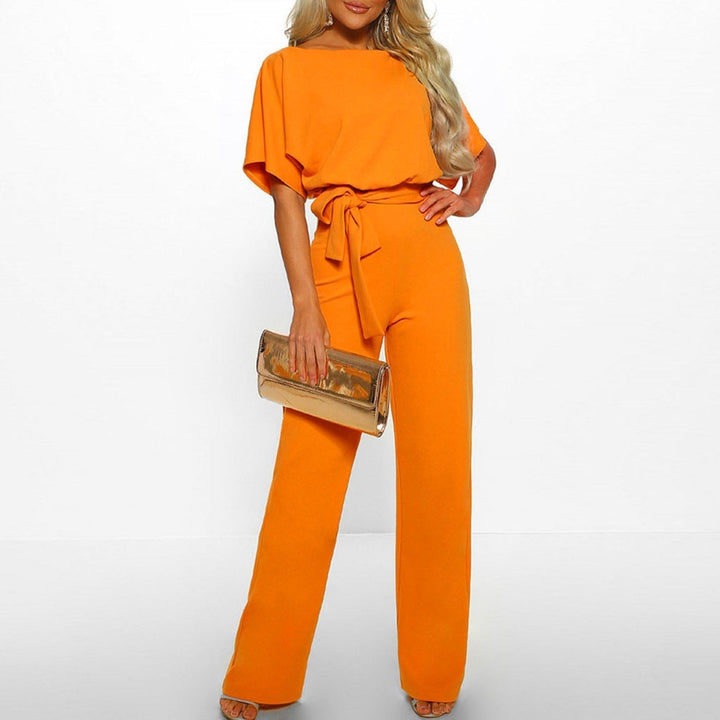Rosalinde | Damen Jumpsuit Mit Weiten Beinen Und Gürtel - Navy - Image 9