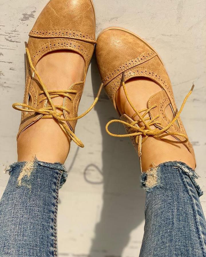 Rosalinde | Damen Schnür Halbschuhe mit Blockabsatz - Brown - Image 3
