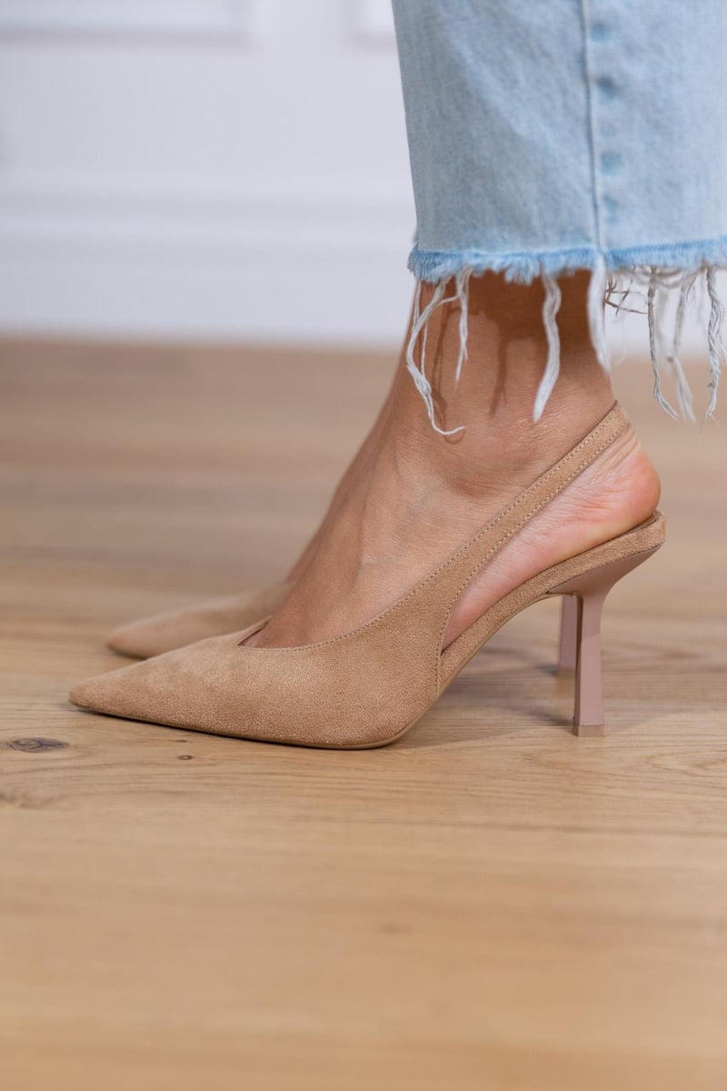 Rosemarie | Damen Slingback Pumps mit spitzer Kappe - Beige - Image 2