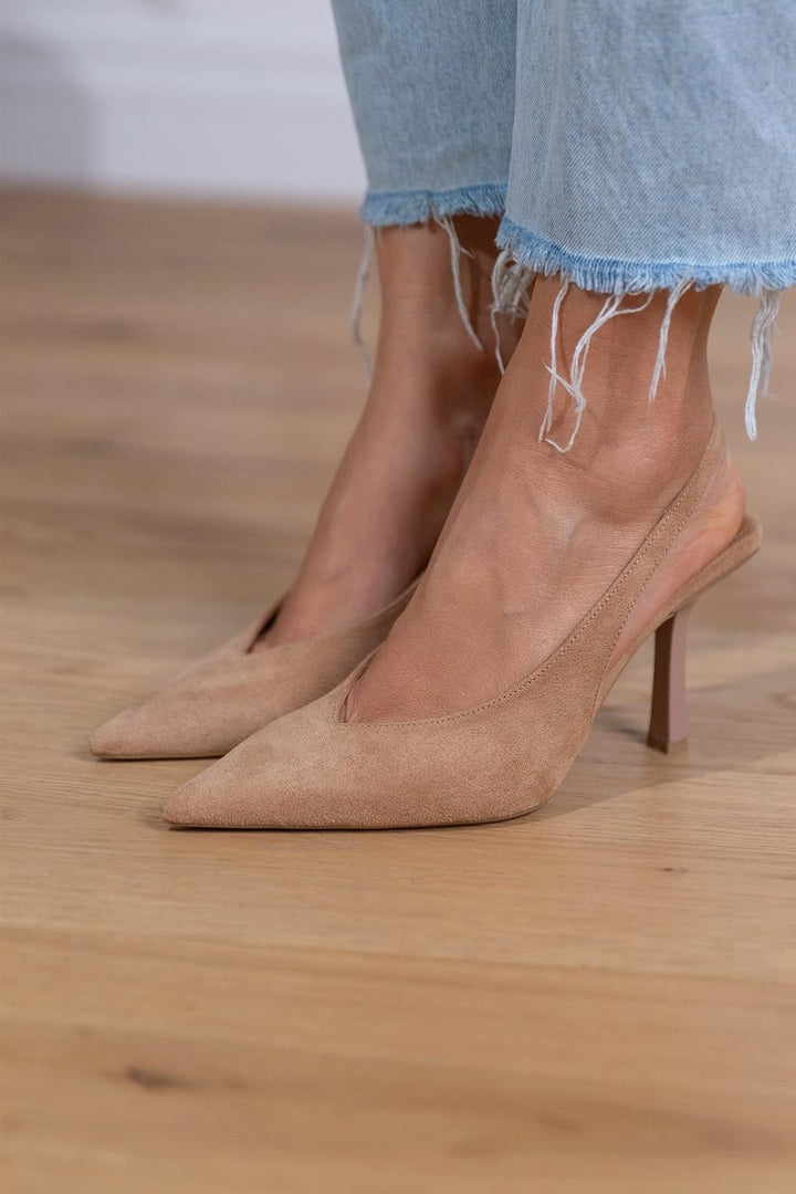 Rosemarie | Damen Slingback Pumps mit spitzer Kappe - Beige - Image 4
