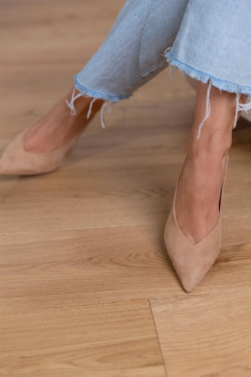 Rosemarie | Damen Slingback Pumps mit spitzer Kappe - Beige - Image 6