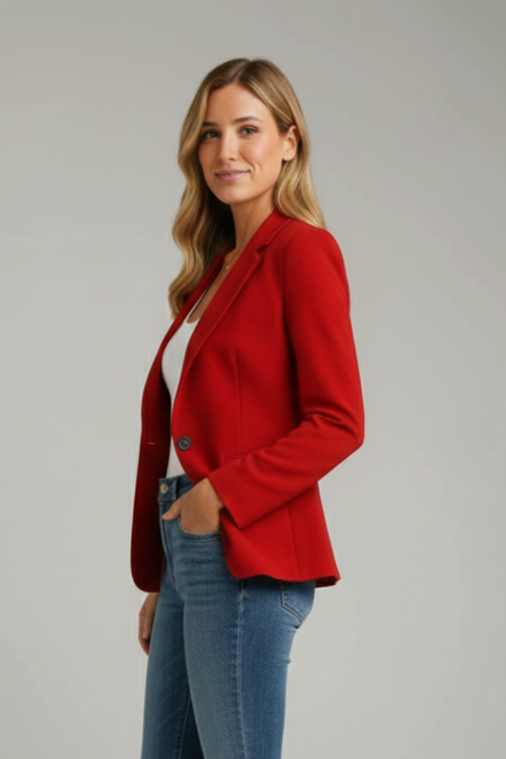 Rosemarie | Damen Taillierter Einreihiger Blazer - Red - Image 3