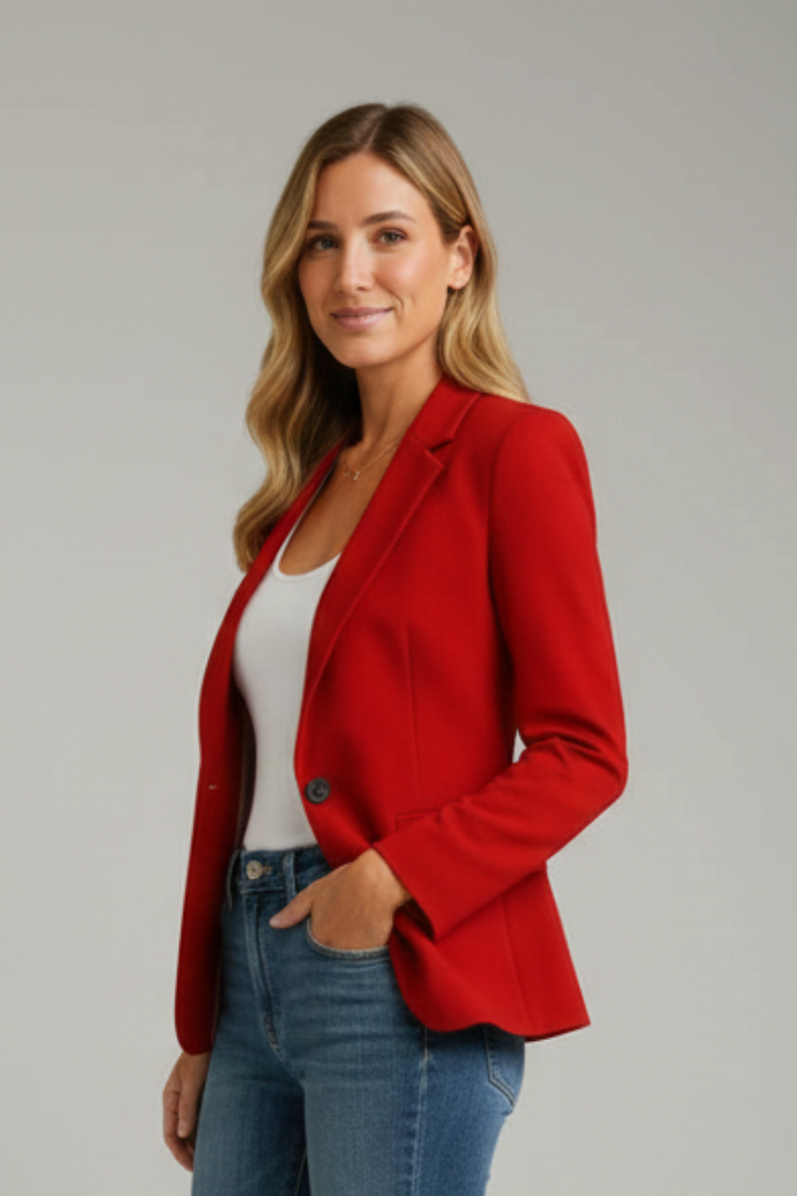 Rosemarie | Damen Taillierter Einreihiger Blazer - Red - Image 4
