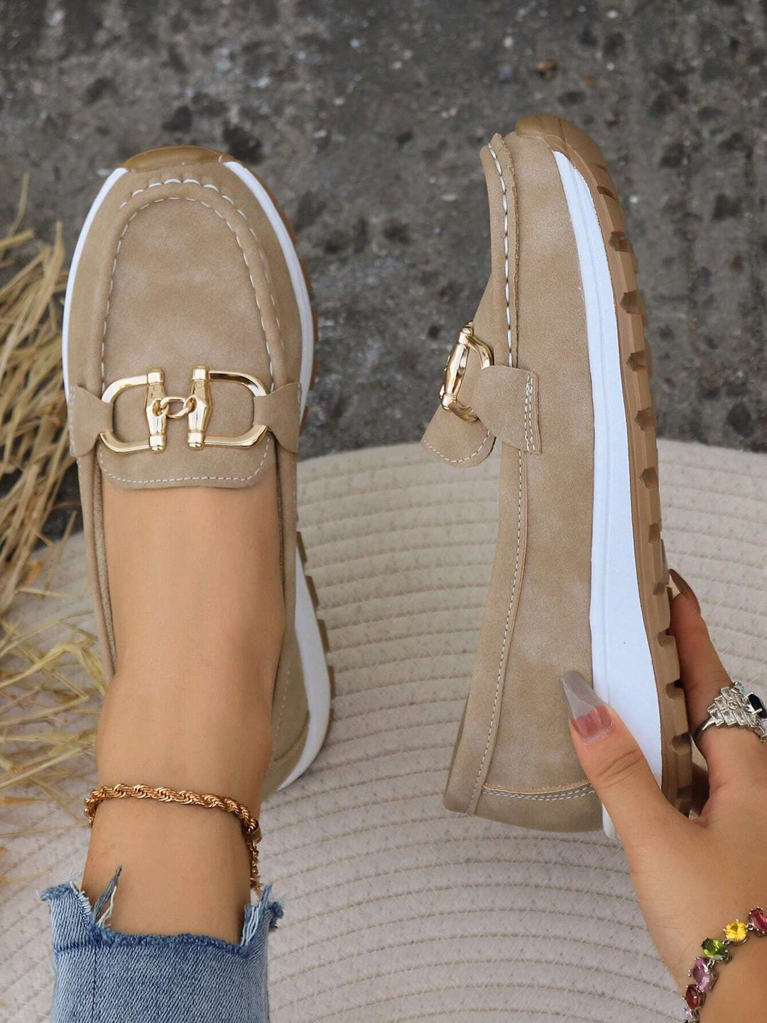 Rosemunde | Damen Loafer Schuhe mit Schnalle - Beige - Image 5