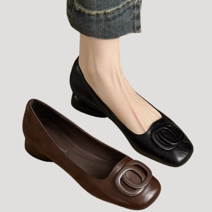 Rosina | Damen Ballerinas Quadratische Spitze Slip-On - Black - Image 5