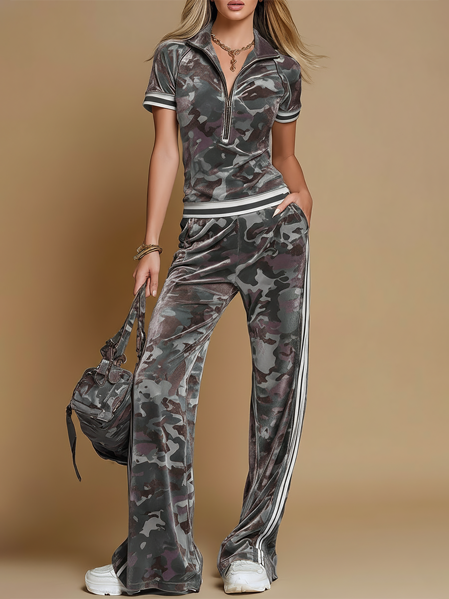 Rosita | Damen Camouflage Trainingsanzug Set - Khaki - Image 2