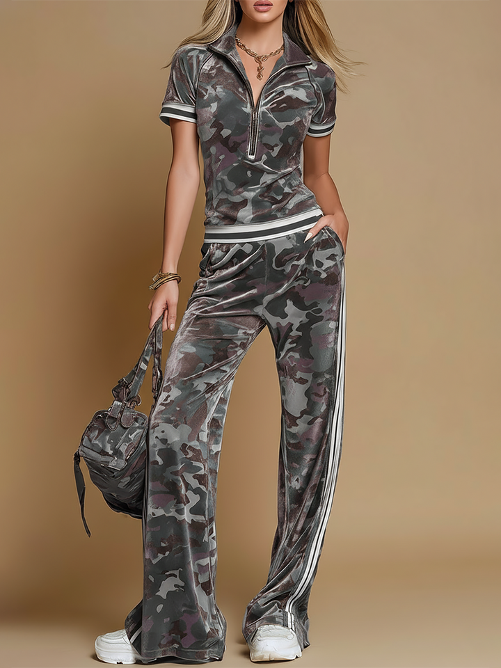 Rosita | Damen Camouflage Trainingsanzug Set - Khaki - Image 2