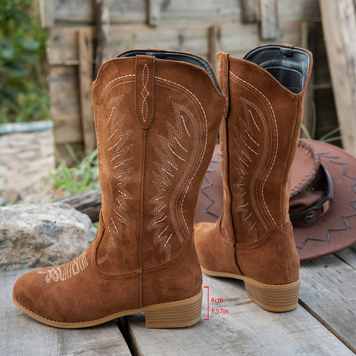 Roswitha | Damen Westernstiefel Weitschaft Braun - Brown - Image 4