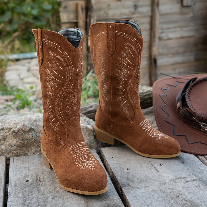 Roswitha | Damen Westernstiefel Weitschaft Braun - Brown - Image 5