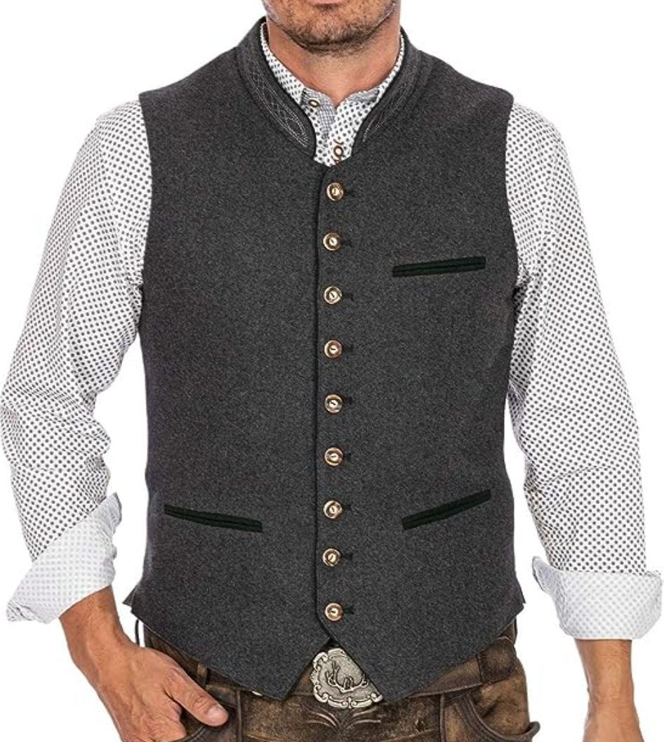 Rupert | Herren Traditionelle Weste Knopfverschluss - Grey - Image 1