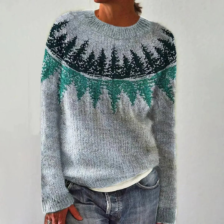 Valdrika | Damen Strickpullover Bunt Retro Muster