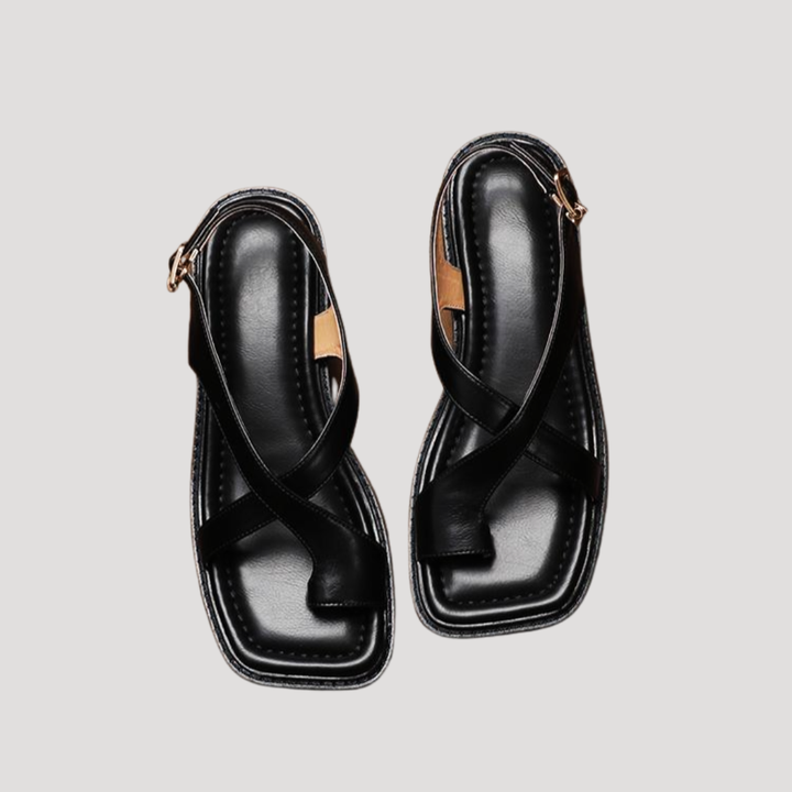 Saskia | Damen Quadratzehenform Blockabsatz Sandale - Brown - Image 10