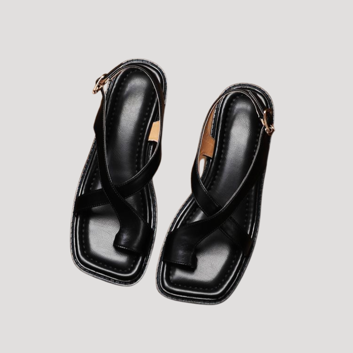 Saskia | Damen Quadratzehenform Blockabsatz Sandale - Brown - Image 11