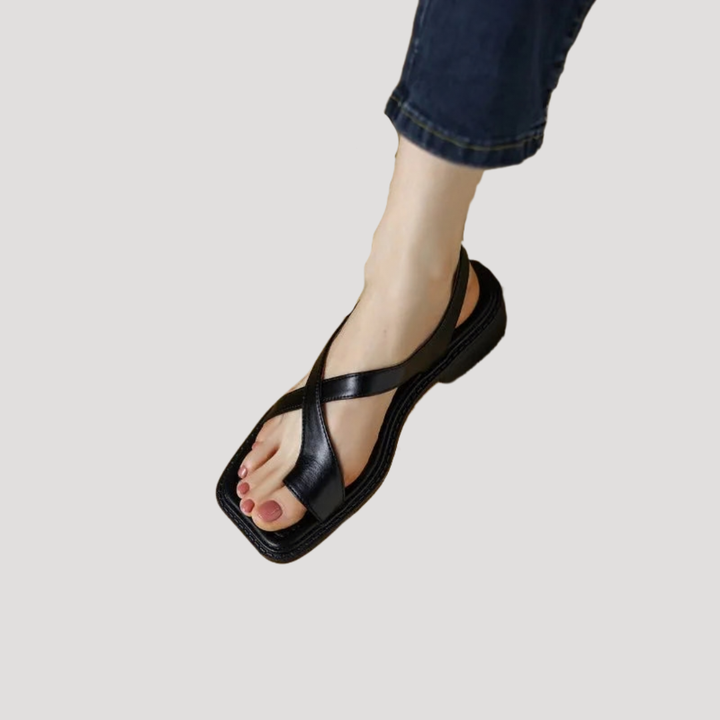Saskia | Damen Quadratzehenform Blockabsatz Sandale - Brown - Image 14