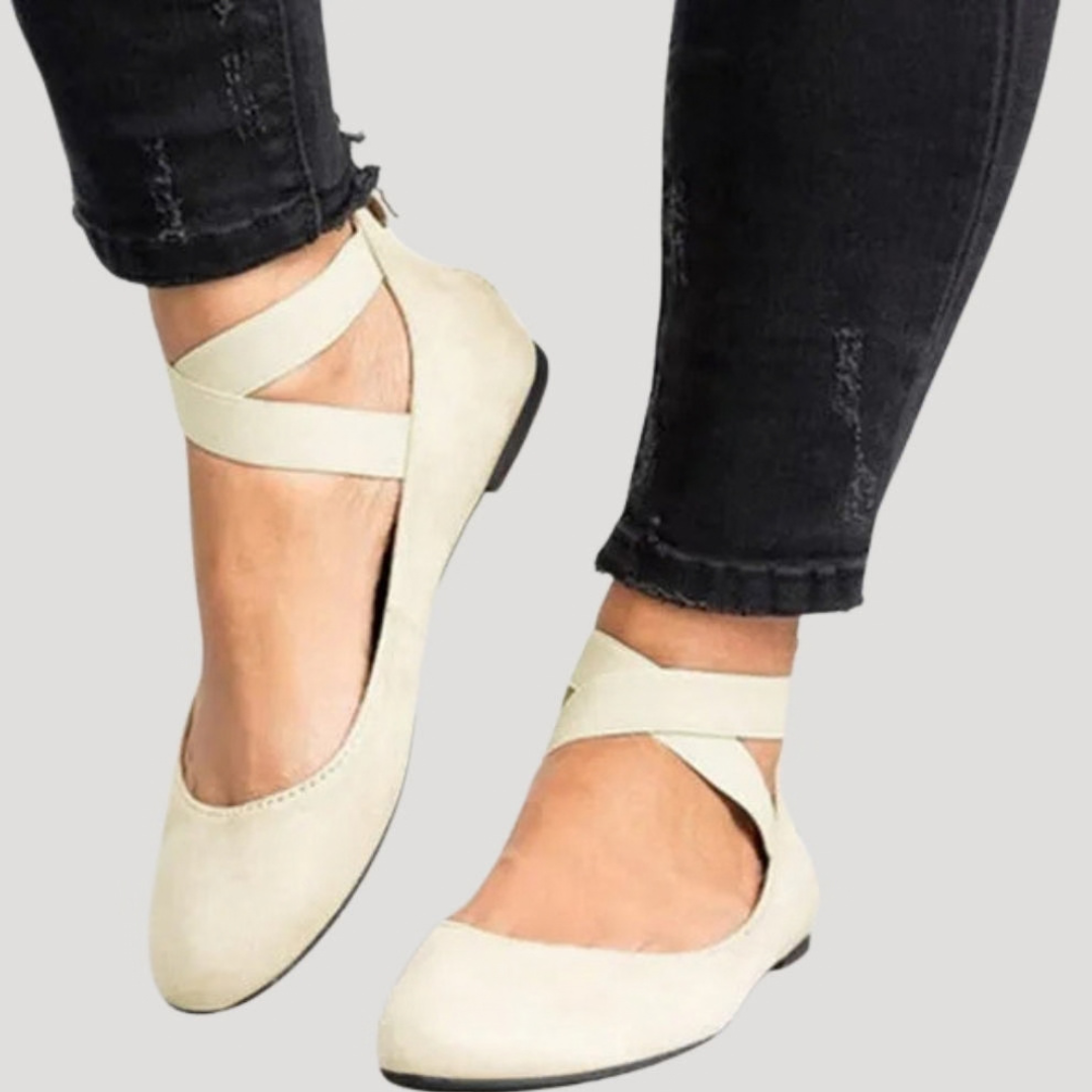 Saskia | Damen Riemchen Ballerinas - Brown - Image 2
