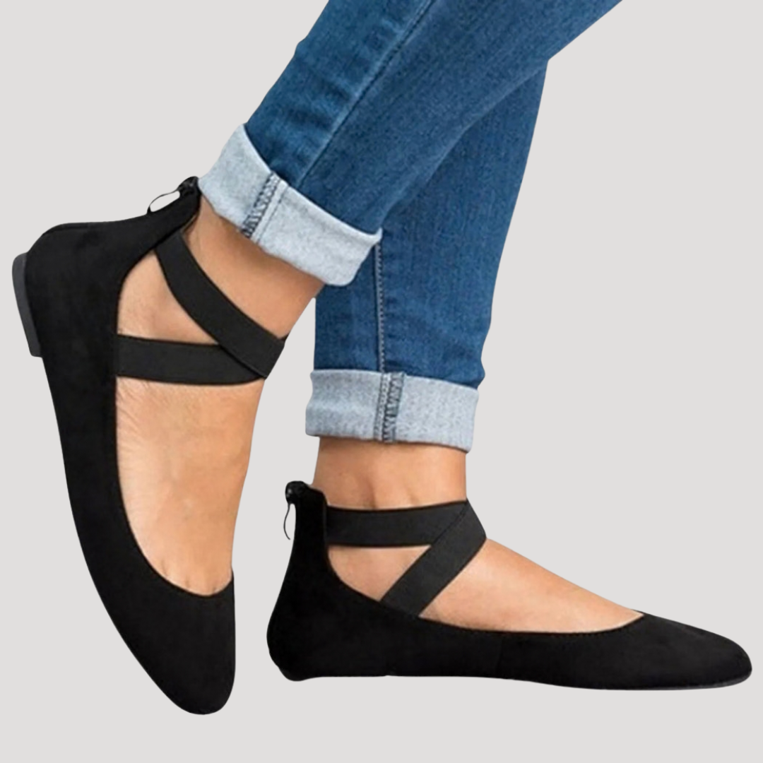 Saskia | Damen Riemchen Ballerinas - Brown - Image 4