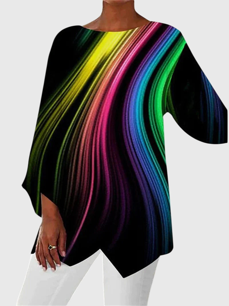 Saskia | Damen Schmetterling Print Tunika mit Glitzer - Black - Image 3