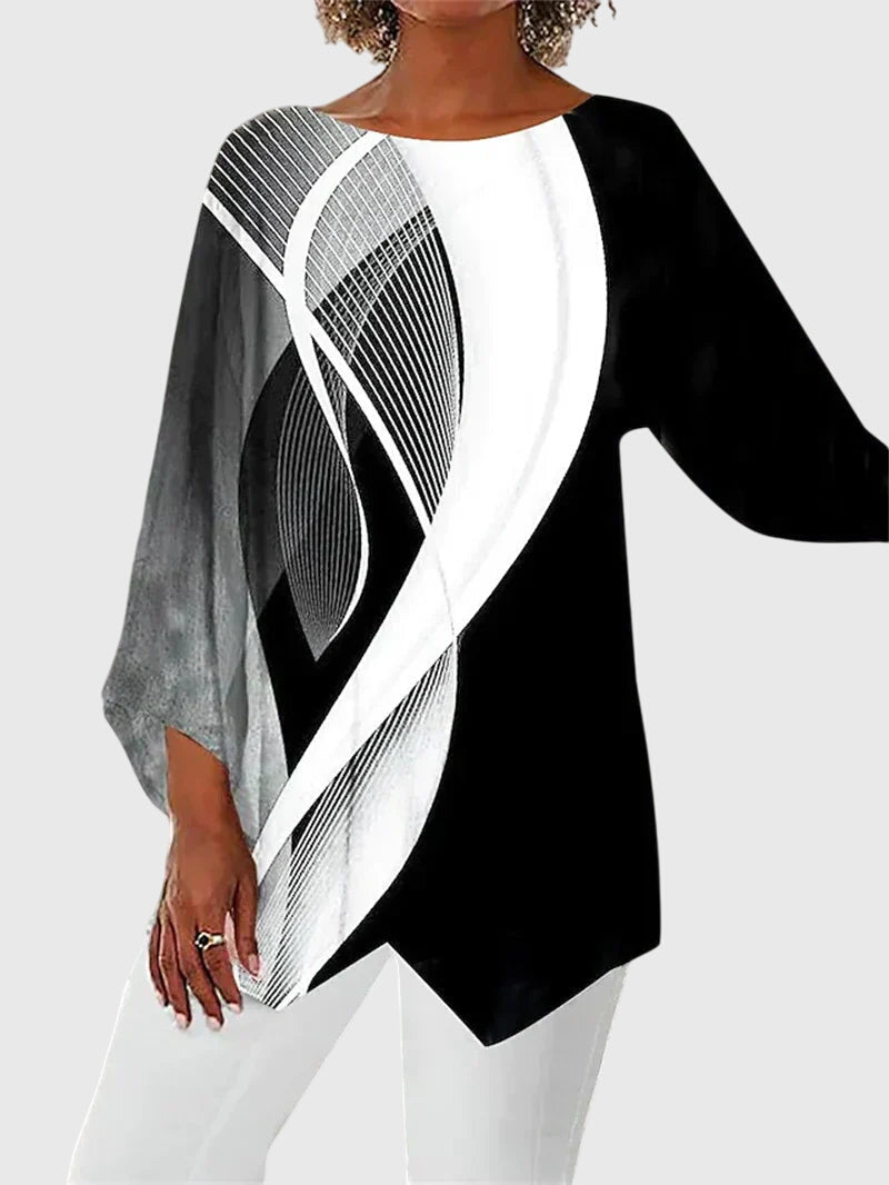 Saskia | Damen Schmetterling Print Tunika mit Glitzer - Black - Image 4