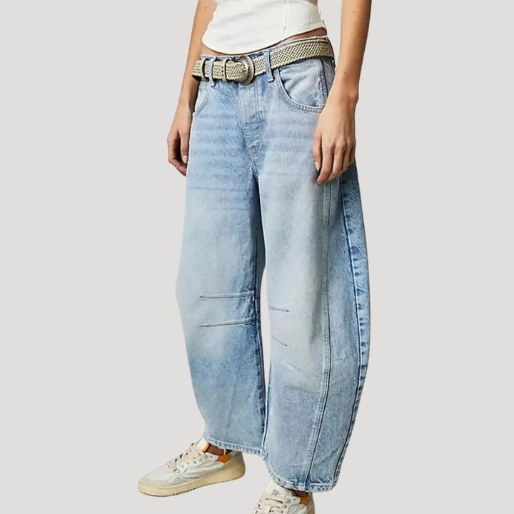 Saskia | Damen Weite Jeans Leopardenmuster Barrel Leg - Brown - Image 11