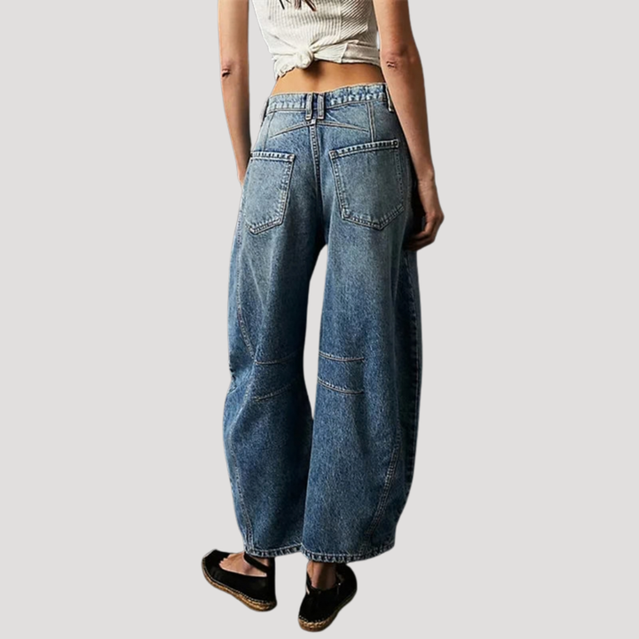 Saskia | Damen Weite Jeans Leopardenmuster Barrel Leg - Brown - Image 6