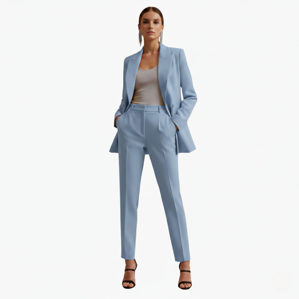 Seraphima | Damen Blazer Anzug Set mit Hose - Light Blue - Image 2