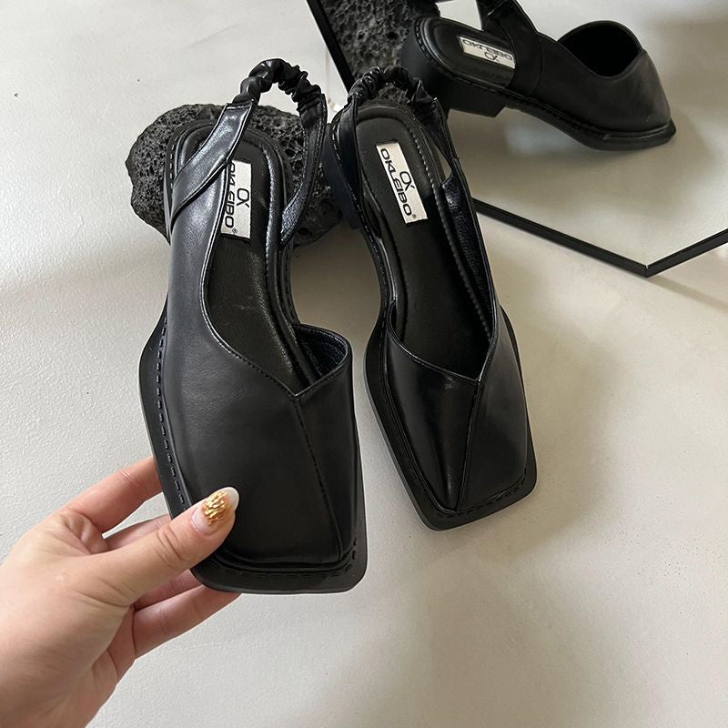 Nora | Damen Slingback Ballerinas Quadratische Zehenpartie Flach