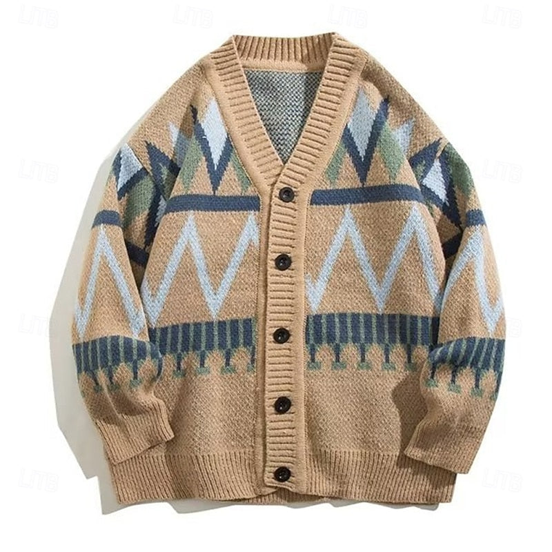 Siegbert | Herren Muster Strickjacke mit Knopfleiste - Camel - Image 7