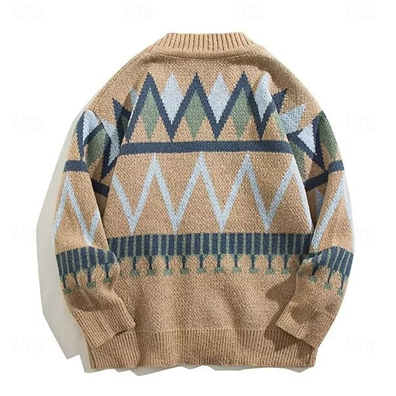 Siegbert | Herren Muster Strickjacke mit Knopfleiste - Camel - Image 8