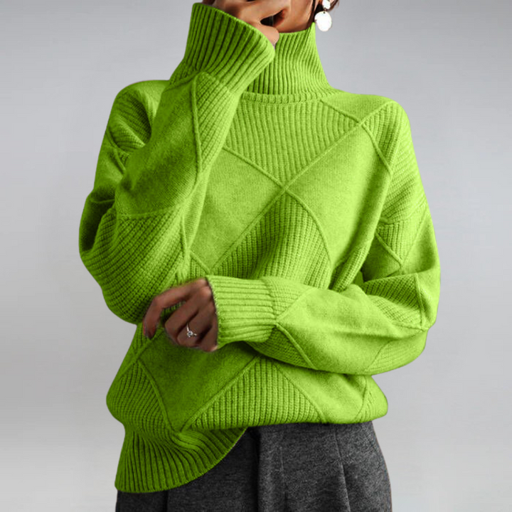 Sigara | Damen Rollkragen Strickpullover - Hot Pink - Image 10