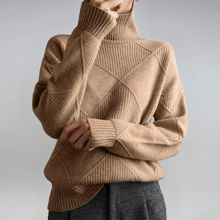 Sigara | Damen Rollkragen Strickpullover - Hot Pink - Image 2