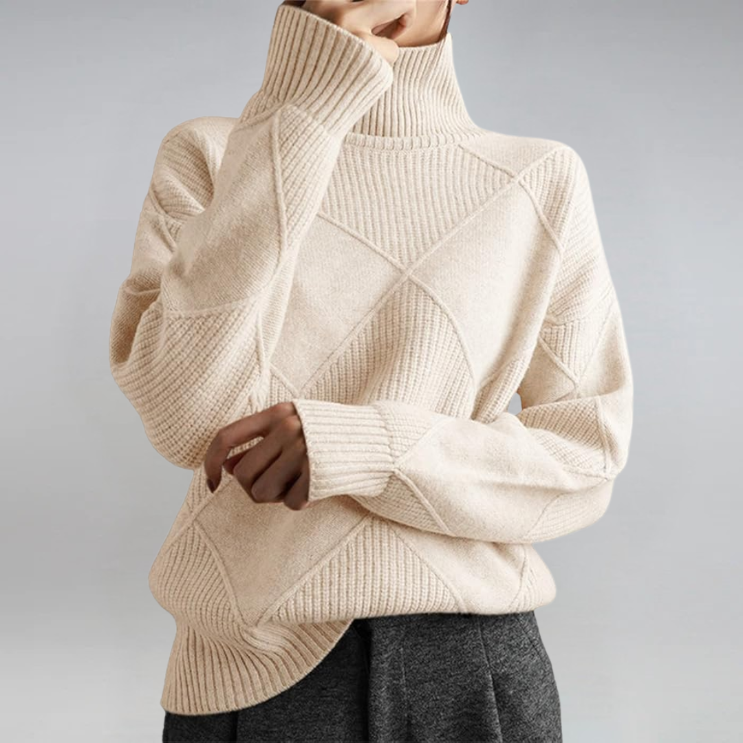 Sigara | Damen Rollkragen Strickpullover - Hot Pink - Image 4