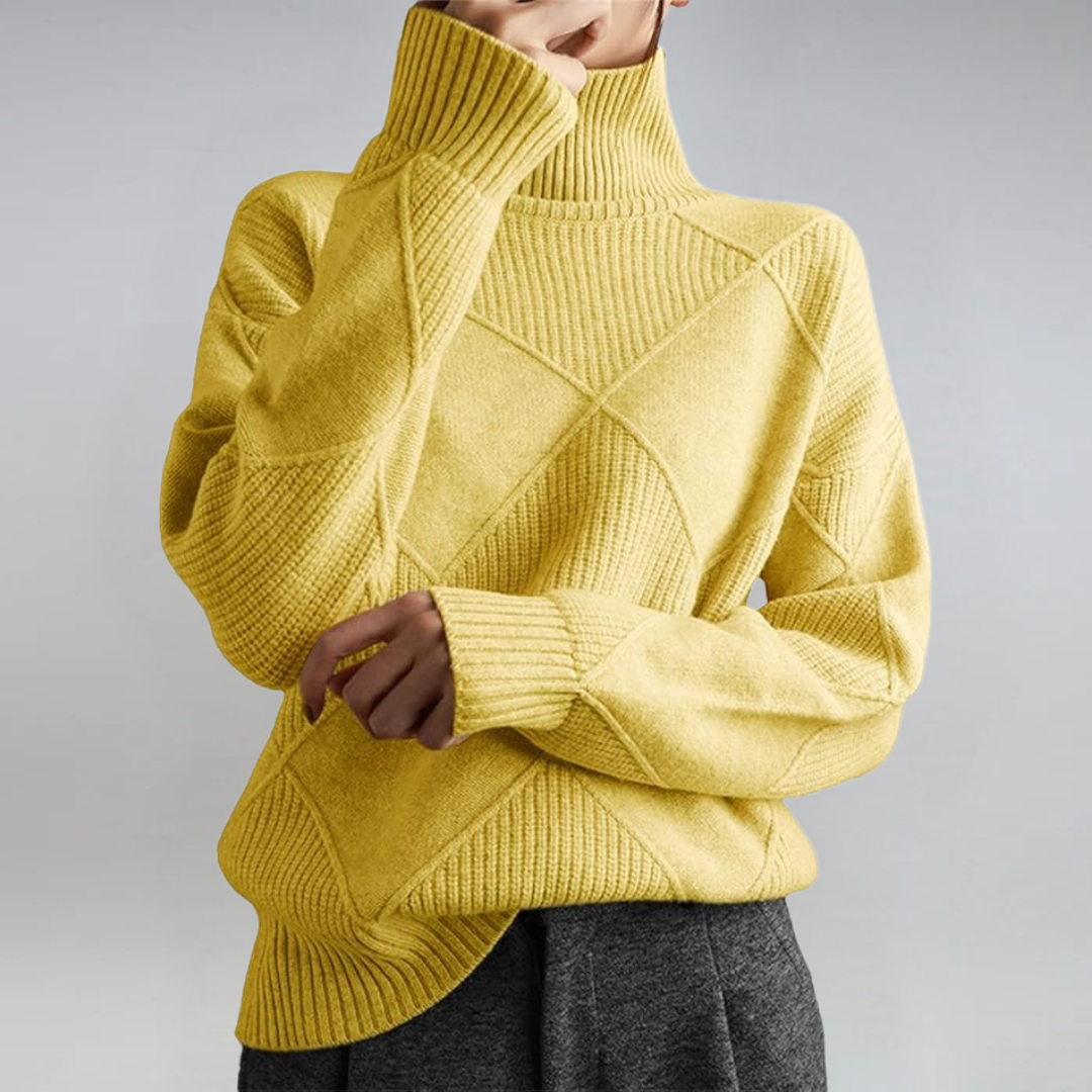 Sigara | Damen Rollkragen Strickpullover - Hot Pink - Image 5
