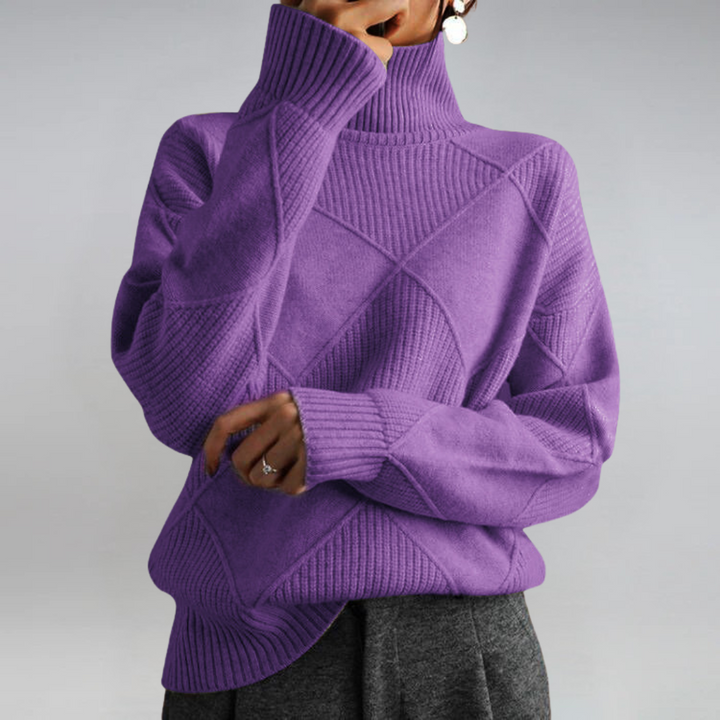 Sigara | Damen Rollkragen Strickpullover - Hot Pink - Image 7